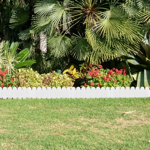 Borde de jardín de plástico blanco para delimitar césped en proyectos DIY (5 piezas) 5