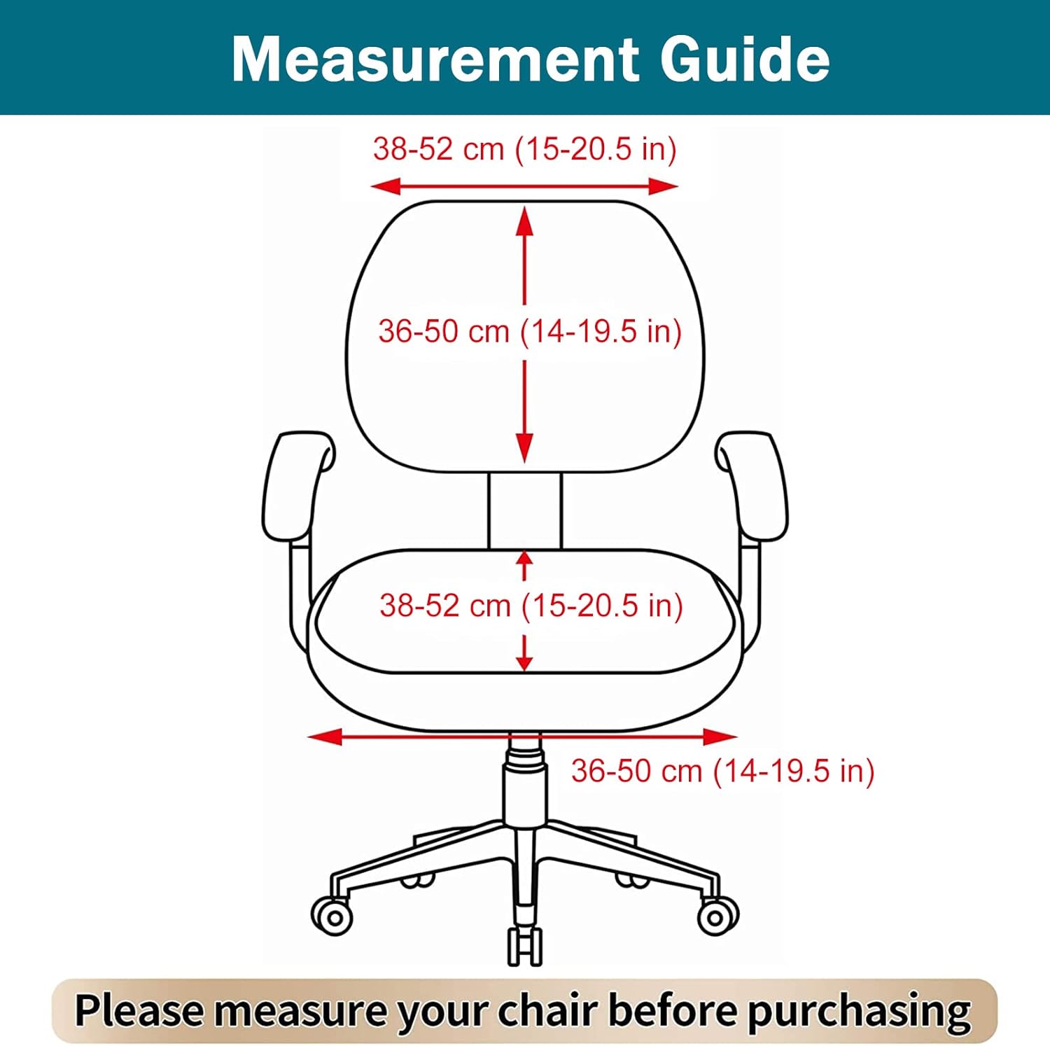 Waterproof Office Chair Cover Set of 2 Desk Chair Cover pu leather Stretchable Universal Boss Chair Covers Rotating Chair Slipcover for Home Company -orange
