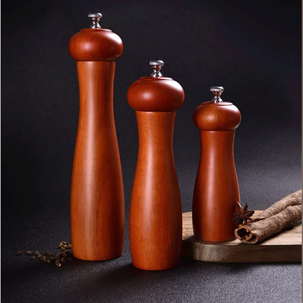 Salz und Pfeffermühle Hölzerne manuelle Pfeffermühle Salt Pepper Mühle Gewürzschleifer mit Einstellbarer Dicke 6 Zoll, 8 Zoll, 10 Zoll Pfeffermühle (Size : Small)