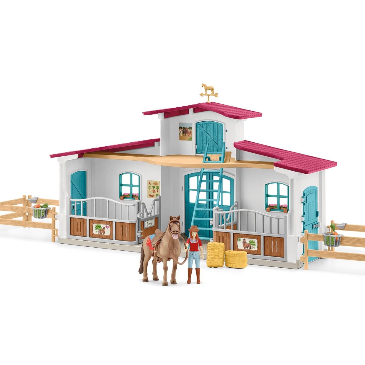 Centre Équestre, coffret figurines avec 75 éléments inclus dont 1 cheval, des 5 ans, schleich 72222 Horse club