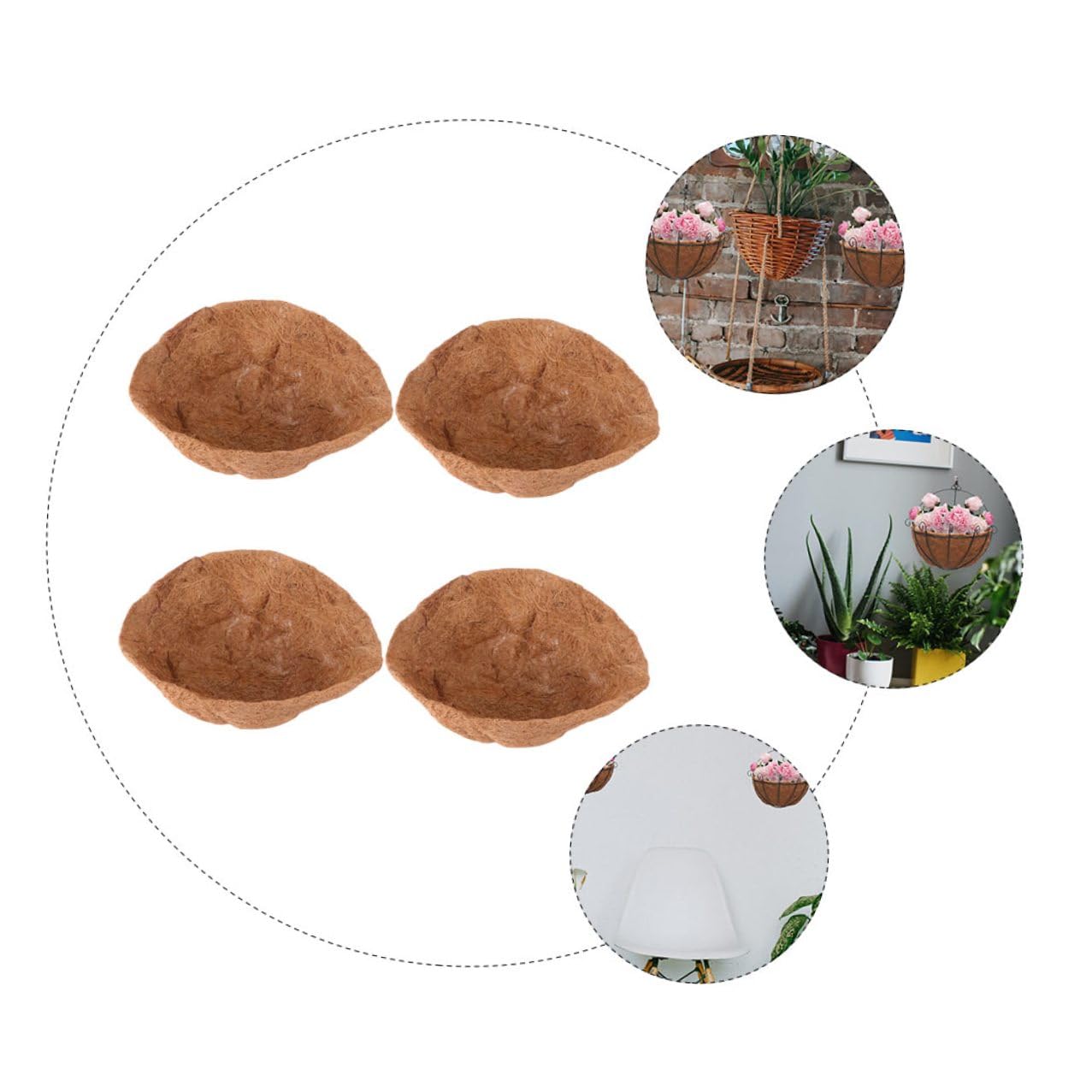Halbkugelförmige Kokosfaser Pflanzgefäß Einlagen 30cm Natürliche Blumentopf Unterlagen für Balkon und Terrasse Atmungsaktiv Wasserabweisend Flexibel für Anzucht und Pflanzenschutz