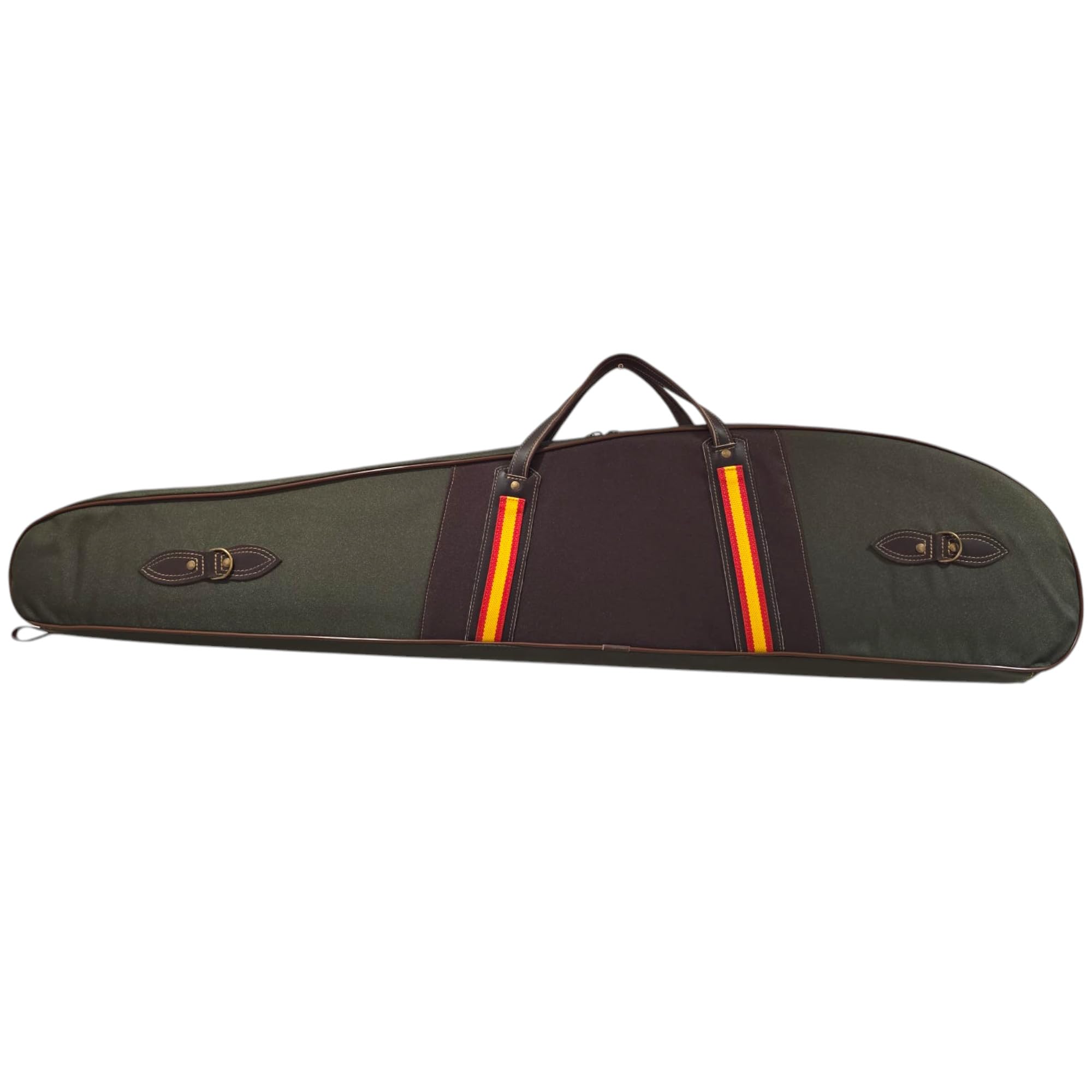 Funda Acolchada para Rifle con Visor, Verde Militar y Marrón, Detalle Bandera españa