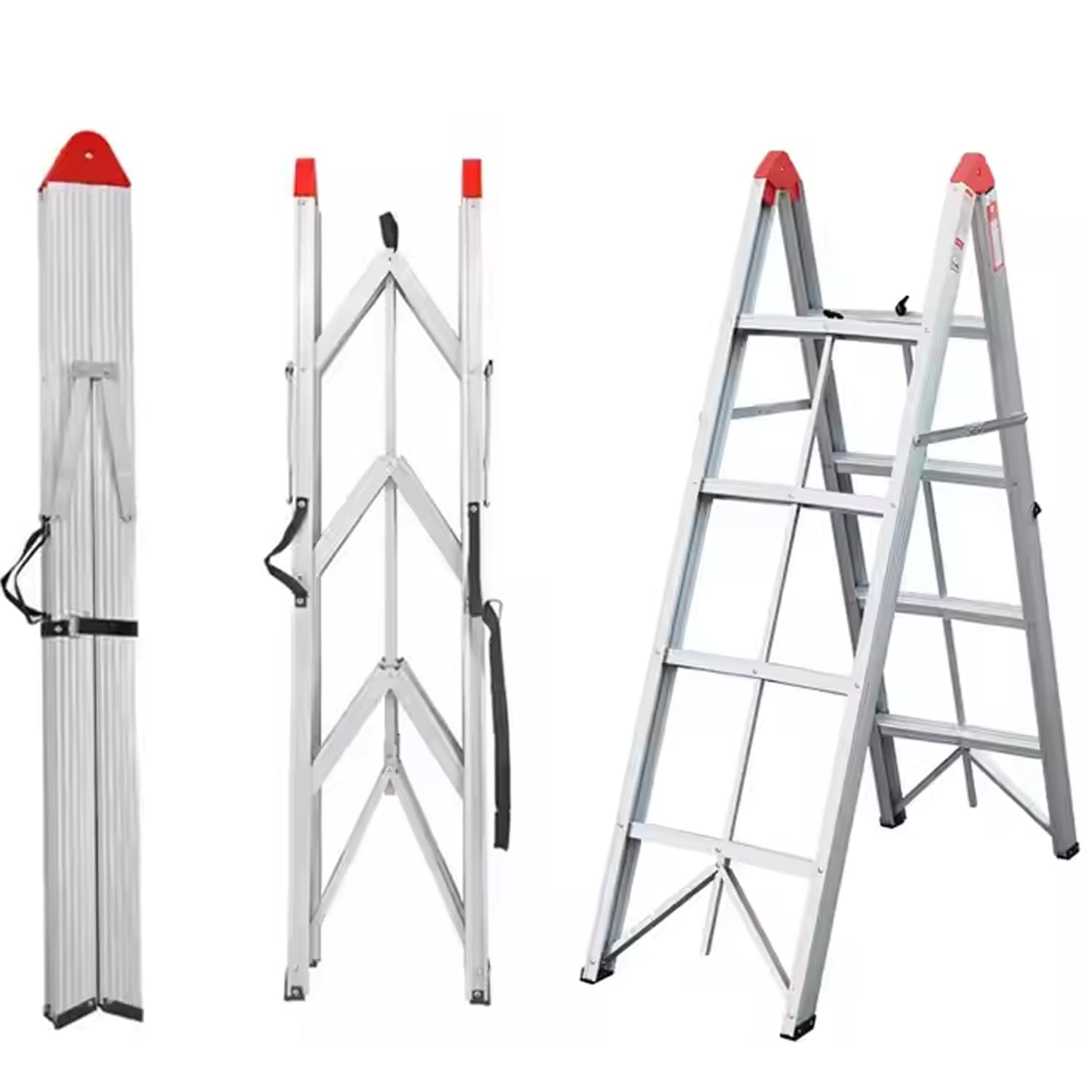Tuffmate Double-Sided Folding Step Ladder - Silver