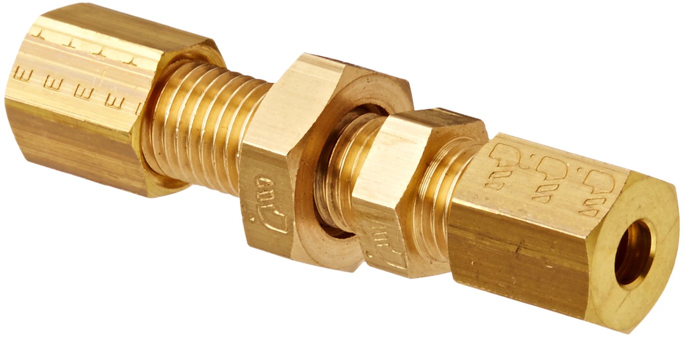 Legris Brass Compression Tube Fitting, Bulkhead Union, 14 mm Tube OD