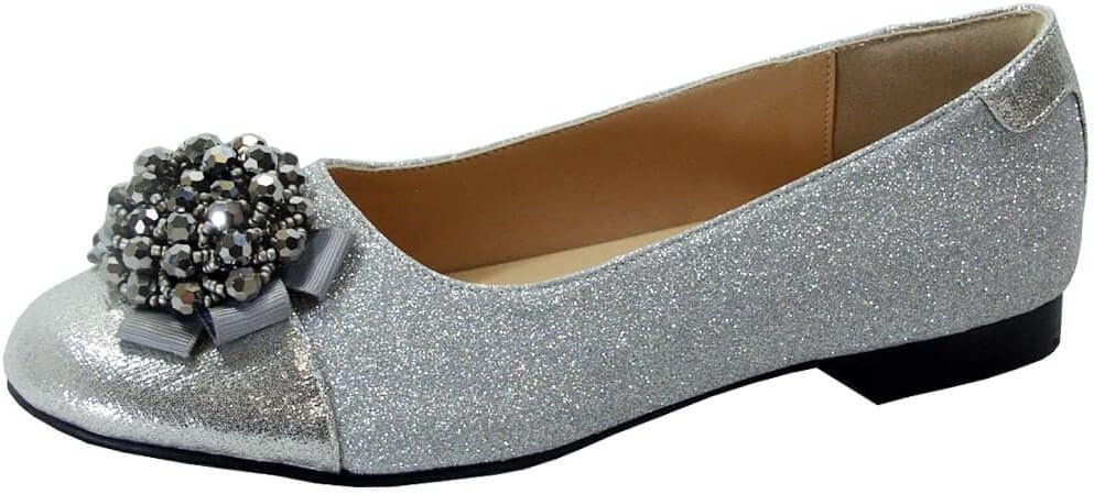 Floral Caroline Women's Wide Width Slip-on Dress Flats with Bow