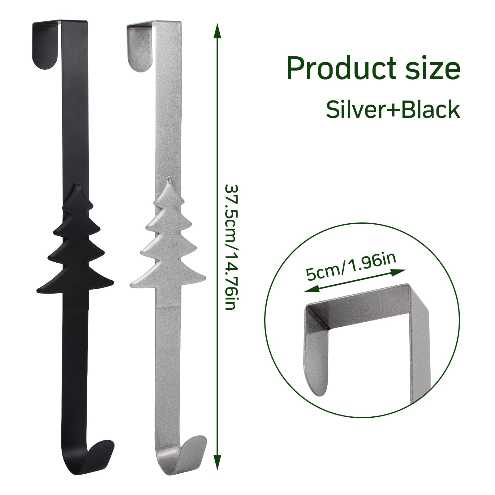 2x Türhaken Aus Stahl – 30 Cm Lang, Für Kränze & Kleidung, Ohne Bohren, Farbe: Weiß