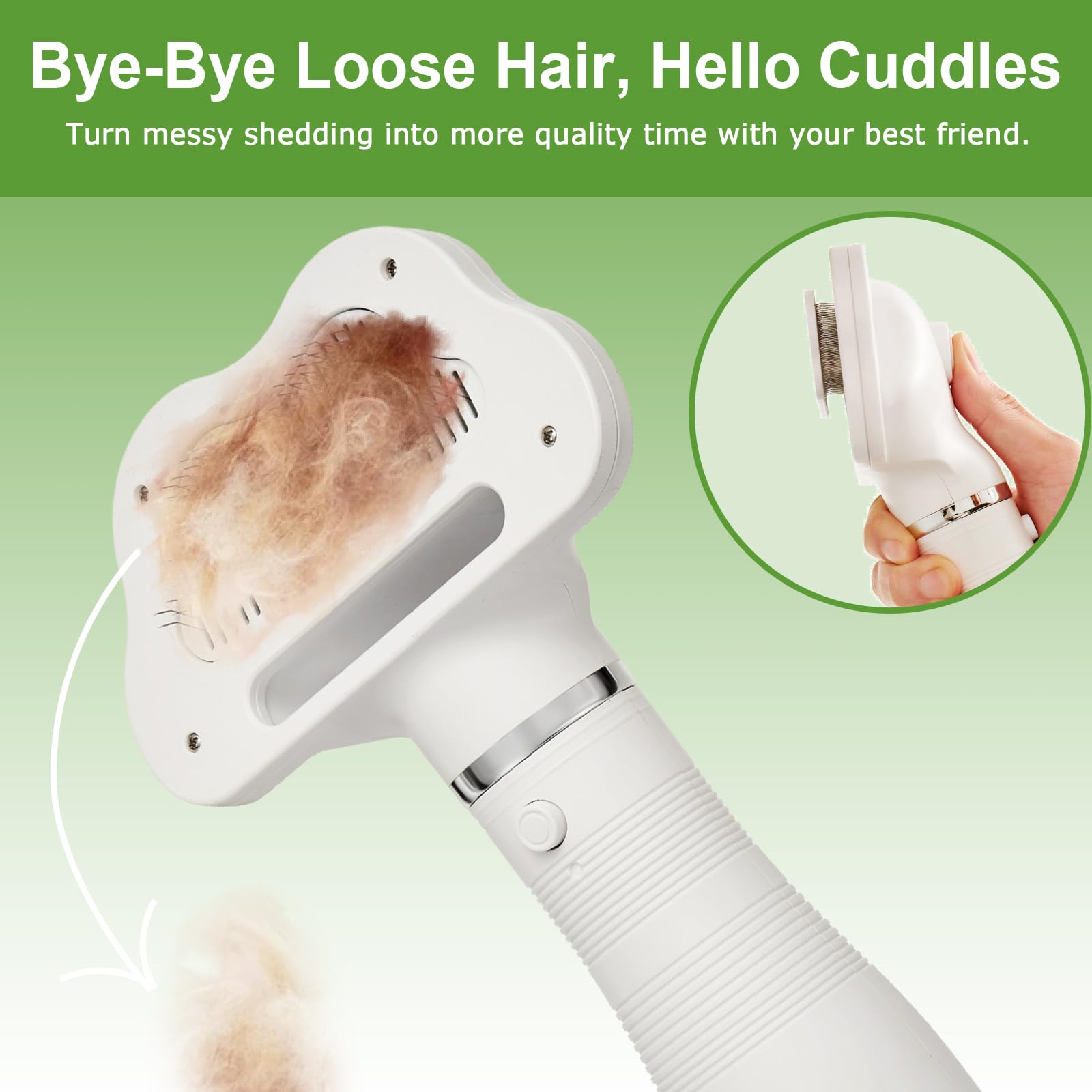 Spazzola professionale per la toelettatura degli animali domestici, 3 in 1, asciugacapelli, con spazzola per capelli, temperatura regolabile, sicura per surriscaldamento, qualità da salone