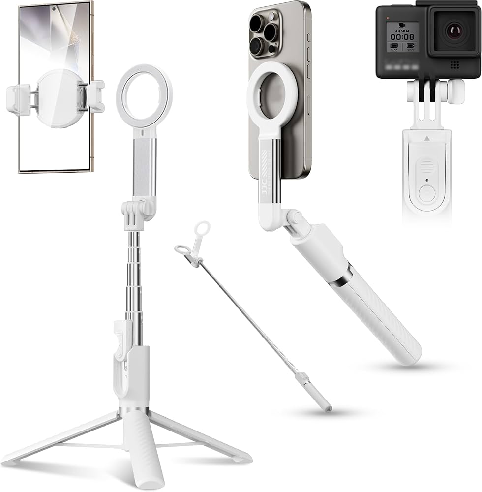 自撮りスティック+スマホホルダー+キンチャク袋 3点セット(白色キンチャク袋) 自撮りスティック+スマホホルダー+キンチャク袋 3点セット(白色