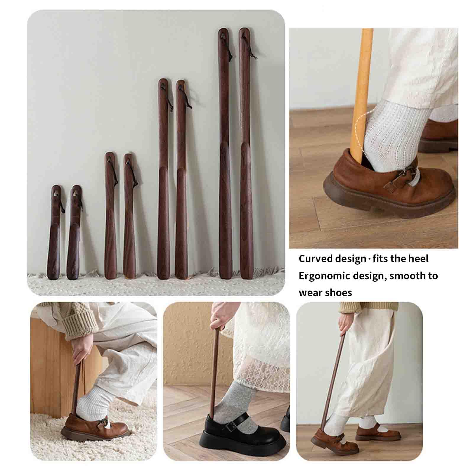 JUSHZ Calzador De Zapatos Largo Calzador Largo Para Personas Mayores Calzador De Calcetines Corto Calzadores Madera Mango Largo Regalo Ergonomía