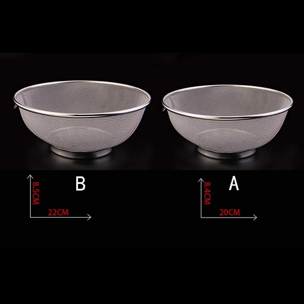 Food Strainers Stainless Steel Colander/Mesh Colander Strainer Basket - for Kitchen Straining, Draining, Salad, Spaghetti and Noodles (Size : 22cm) ()