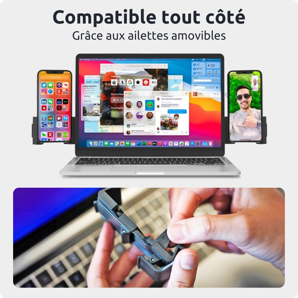 Support Téléphone PC Ajustable Universel pour iPhone Samsung Huawei Google Pixel Noir