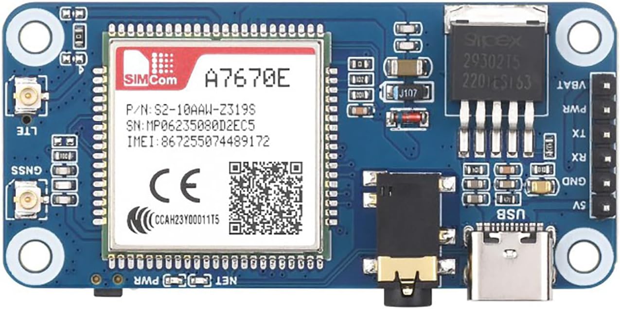 Cat-1/GSM/GPRS/GNSS HAT for Raspberry Pi Raspberry Pi 5 4B+ 4B 3B+ 3B 2B+ Zero W WH Jetson Nano Based On A7670E Module GNSS Positioning Support LTE Cat-1 / 2G