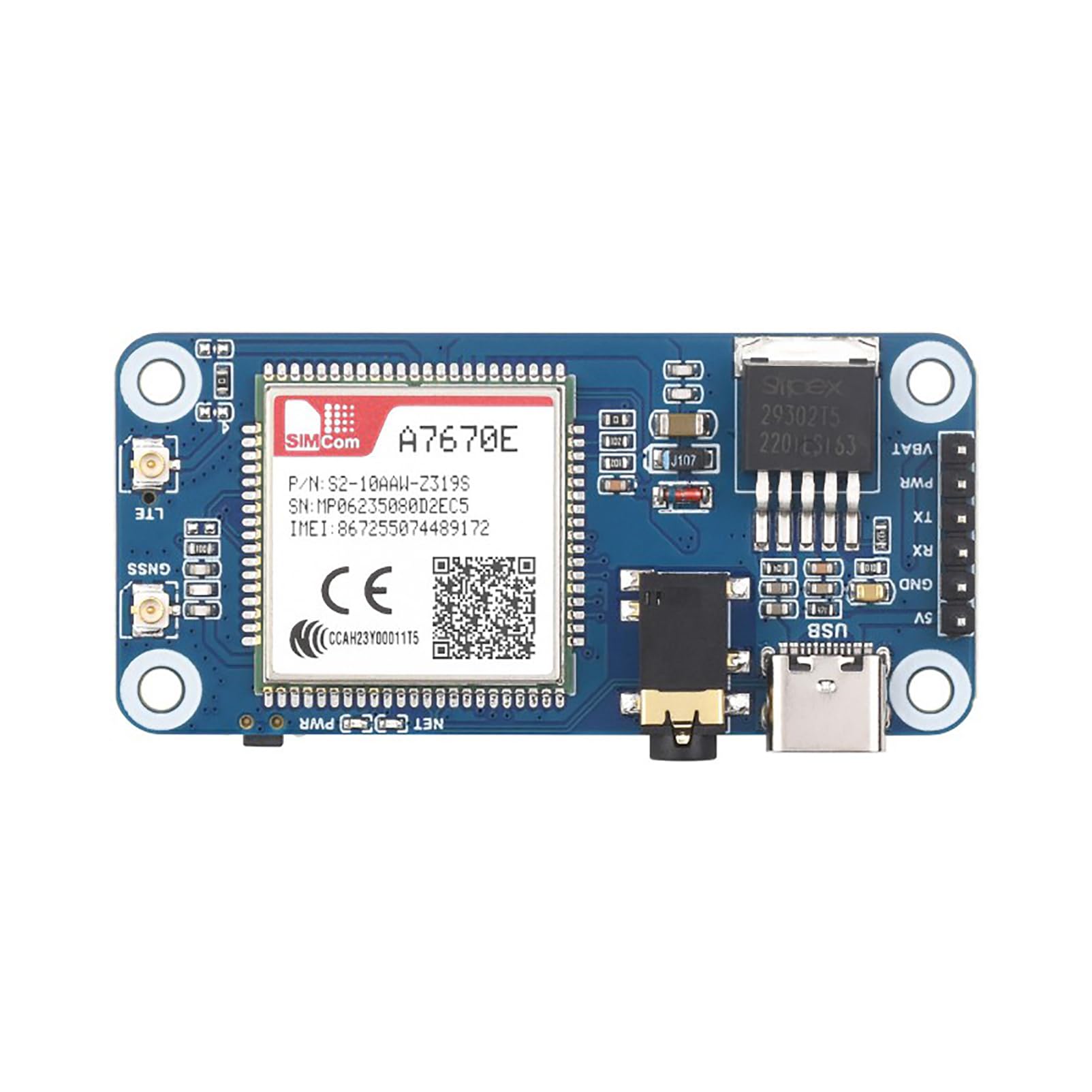 Cat-1/GSM/GPRS/GNSS HAT for Raspberry Pi Raspberry Pi 5 4B+ 4B 3B+ 3B 2B+ Zero W WH Jetson Nano Based On A7670E Module GNSS Positioning Support LTE Cat-1 / 2G