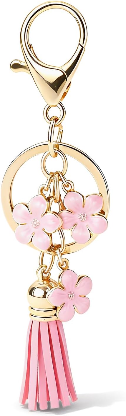 Angyape Flower Keychain Fall Tassel Bag Charms Purse Charms for Handbags Cute Keychains for Car Keys Gifts for Women