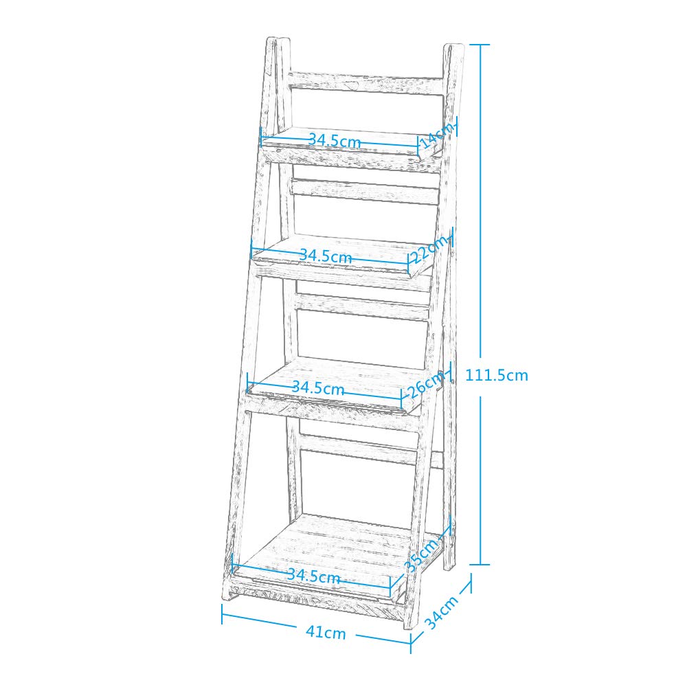 EXQUI 4 Tier Flower Ladder Rack Folding Flower Shelf Ladder Practical