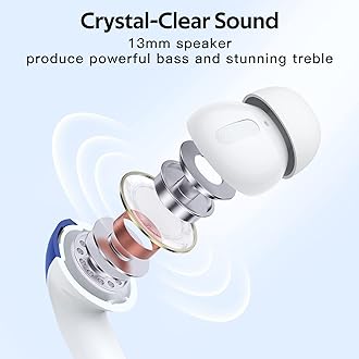 TAGRY Bluetooth Headphones True Wireless Earbuds 60H Playback LED Power Display Earphones with Wireless Charging Case IPX5 Waterproof in-Ear Ear buds with Mic for TV Smart Phone Laptop Computer Sports