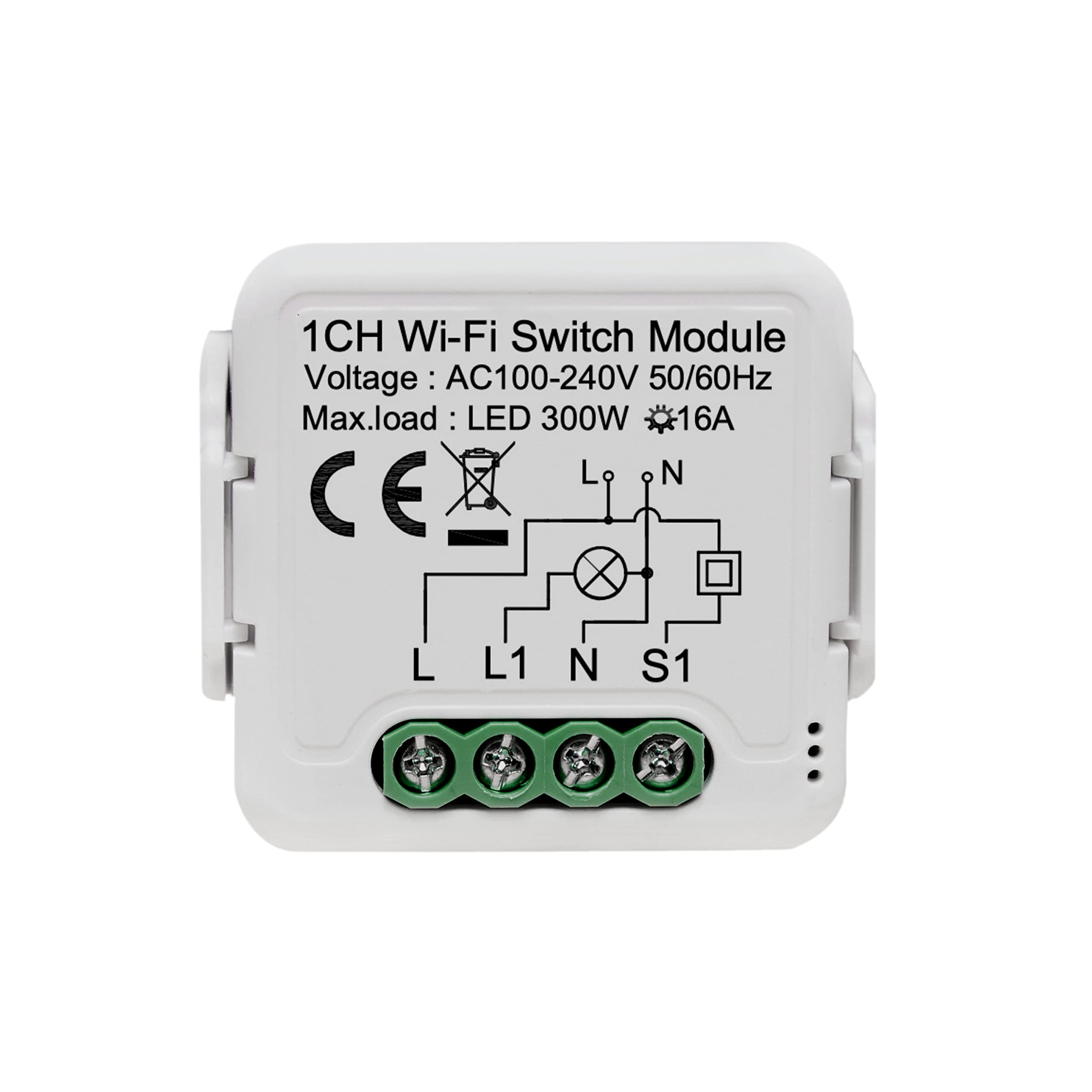 UanTii Tuya Wifi Smart Light Switch Module DIY Breaker 100-240V Supports 2 Way Control App Remote Control Works with Alexa and Google Home 1gang 16A