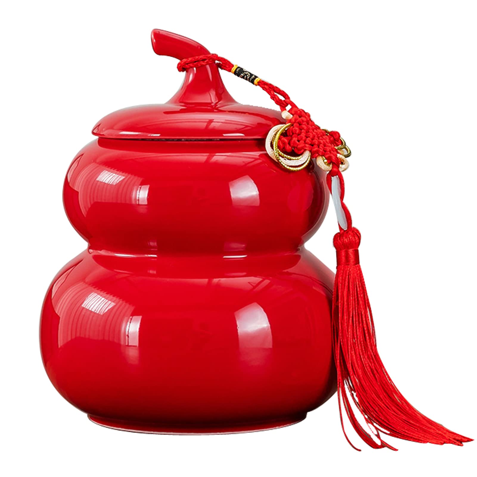pet urn, Keepsake for Ashes - Medium Ceramics Funeral Urn Jar for Human or Pet, Creative Gourd Shape Cremation Urns(Red)
