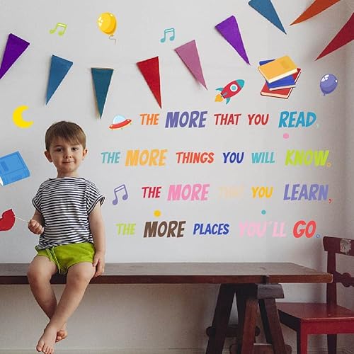 Miniatura 4 de SUPERDANT Calcomanía de pared de lectura, citas inspiradoras, decoración de arte motivacional, calcomanías de pared de vinilo para la temporada de