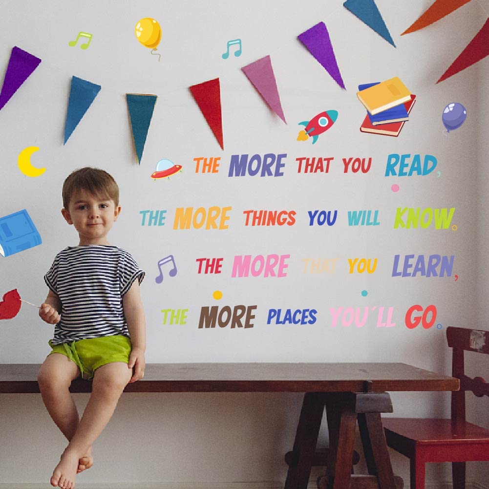 SUPERDANT Lettura Decalcomanie da Muro Citazioni Ispiratrici Adesivo da Parete Decorazione Artistica Motivazionale Decalcomanie da Muro in Vinile Grande Sala di Lettura Citazione da Parete