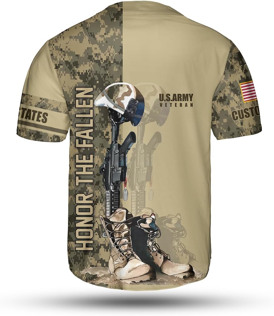 Personalized US Army Baseball Jersey Shirt, US Army Shirt Gift Veterans Day Shirts for Men Women US Military Army