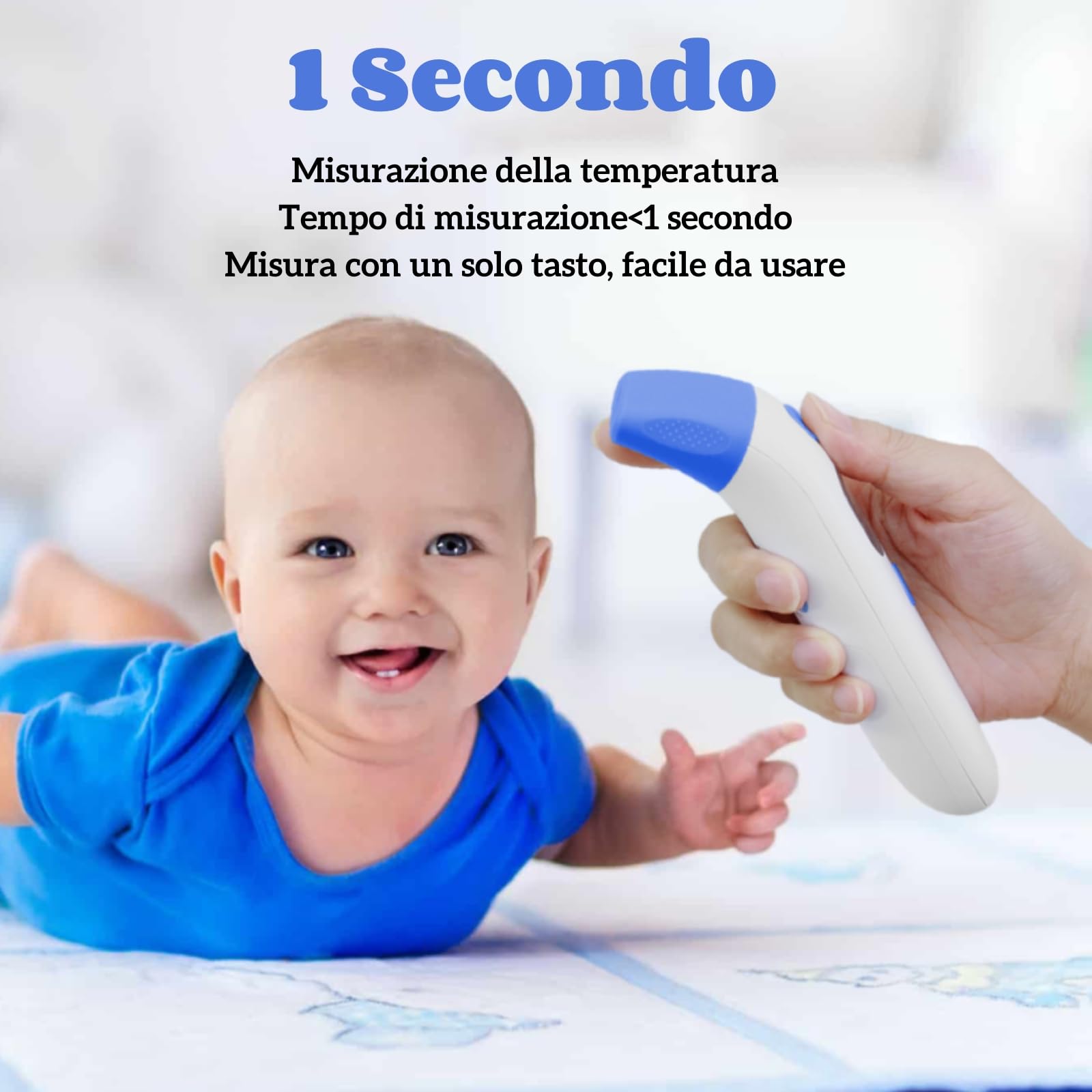 Berrcom Termometro Fronte e Orecchio Termometro Febbre Termometro Infrarossi Neonato Senza Contatto Termometro Digitale con Allarme Febbre, Lettura Istantanea
