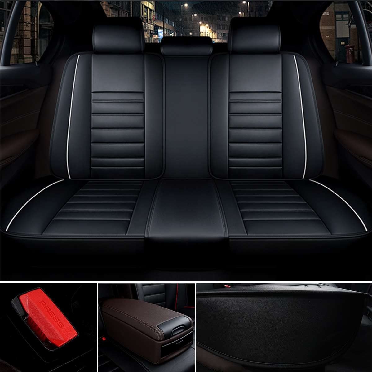 11 PZ 5 Posti Coprisedili Per Auto Per Hyundai Cuoio Set Completo Per Sedili Anteriori Posteriori Universal Truck SUV Coprisedile Traspirante(H)