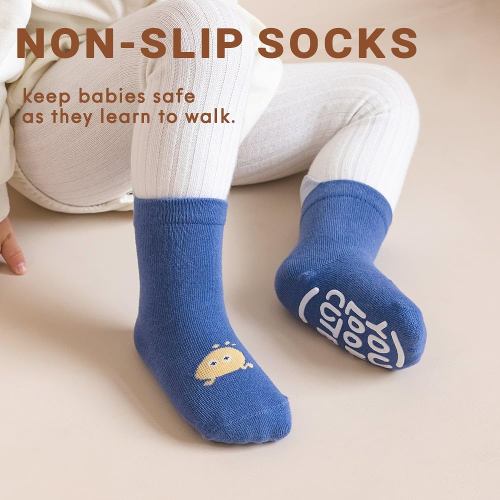 BINIDUCKLING Toddler Cute Grip Socks Anti Slip Crawling Walking 1-3T