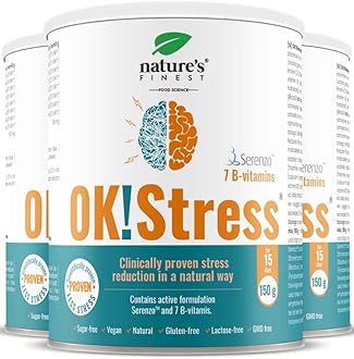 Nature's Finest OK!Stress Drink | 7 B Vitamins | Natural Stress Relief Supplement with Ashwagandha, Rhodiola Rosea and L-Theanine for Calming and Relaxation | Suitable for Vegetarians and Vegans
