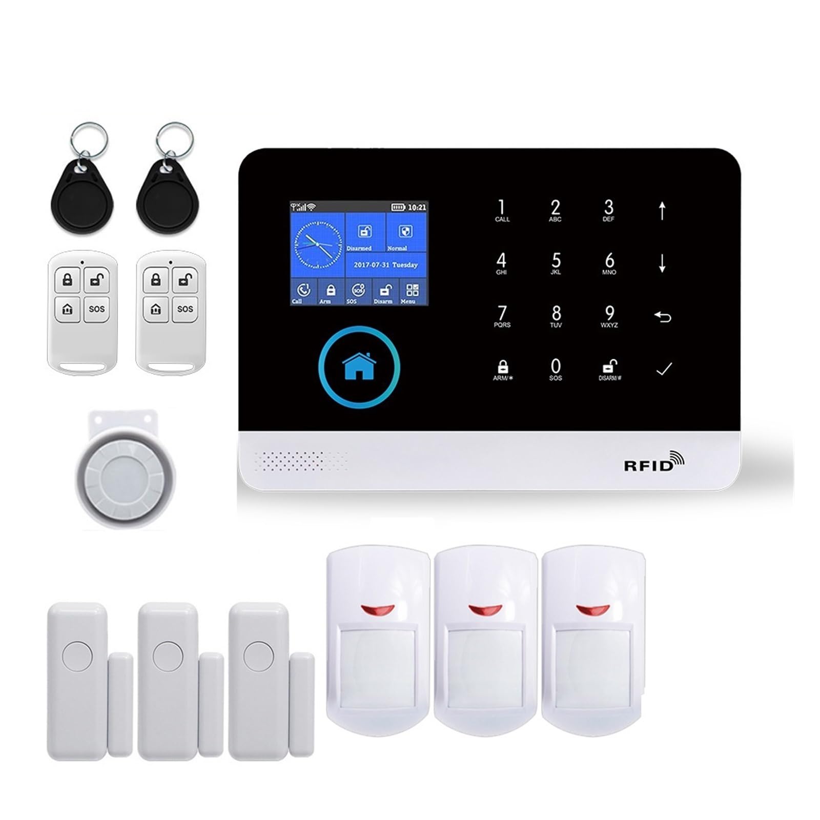 TUYA Wireless WIFI GSM Home Security Alarm System With Solar Strobe Siren PIR Motion Sensor Compatible Remote Monitoring(H)