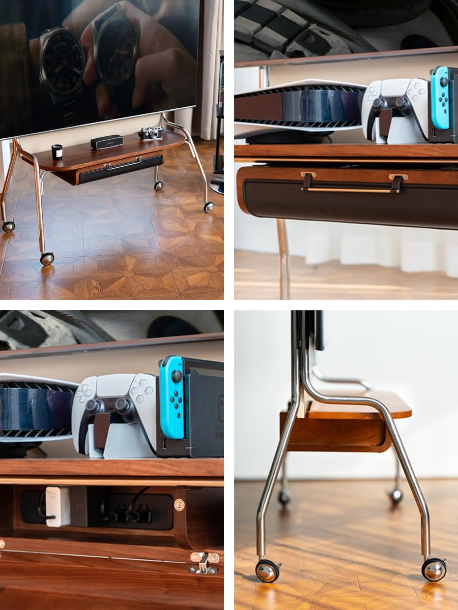 Supporto TV mobile per TV da 55 a 85 pollici, con ripiano portaoggetti e supporto per TV