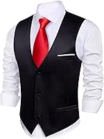 Barry.Wang Men's Formal Suit Vest V-Neck Slim Fit Waistcoat 2 Pockets Wrinkle-Resistant for Wedding Business Tuxedo