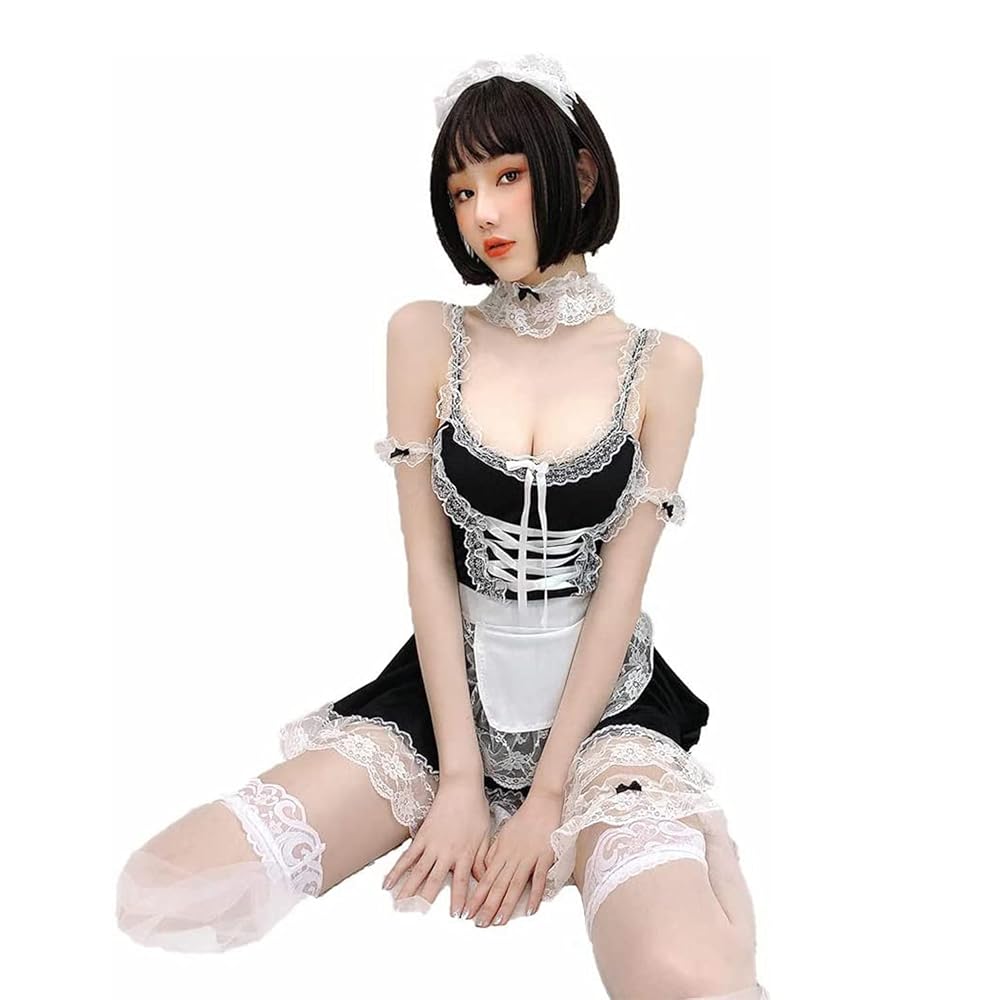 メイド服 セクシー コスプレ 仮装  衣装 セット ミニスカ Amazon.co.jp: [SENMHS] セクシーメイド コスプレ衣装 7点セット