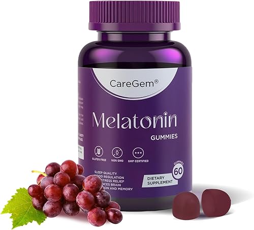 Miniatura 6 de CareGem Gomitas de melatonina de 5 mg para adultos  Suplemento de sueño profundo con L-teanina, Ashwagandha y raíz de valeriana  Fórmula natural