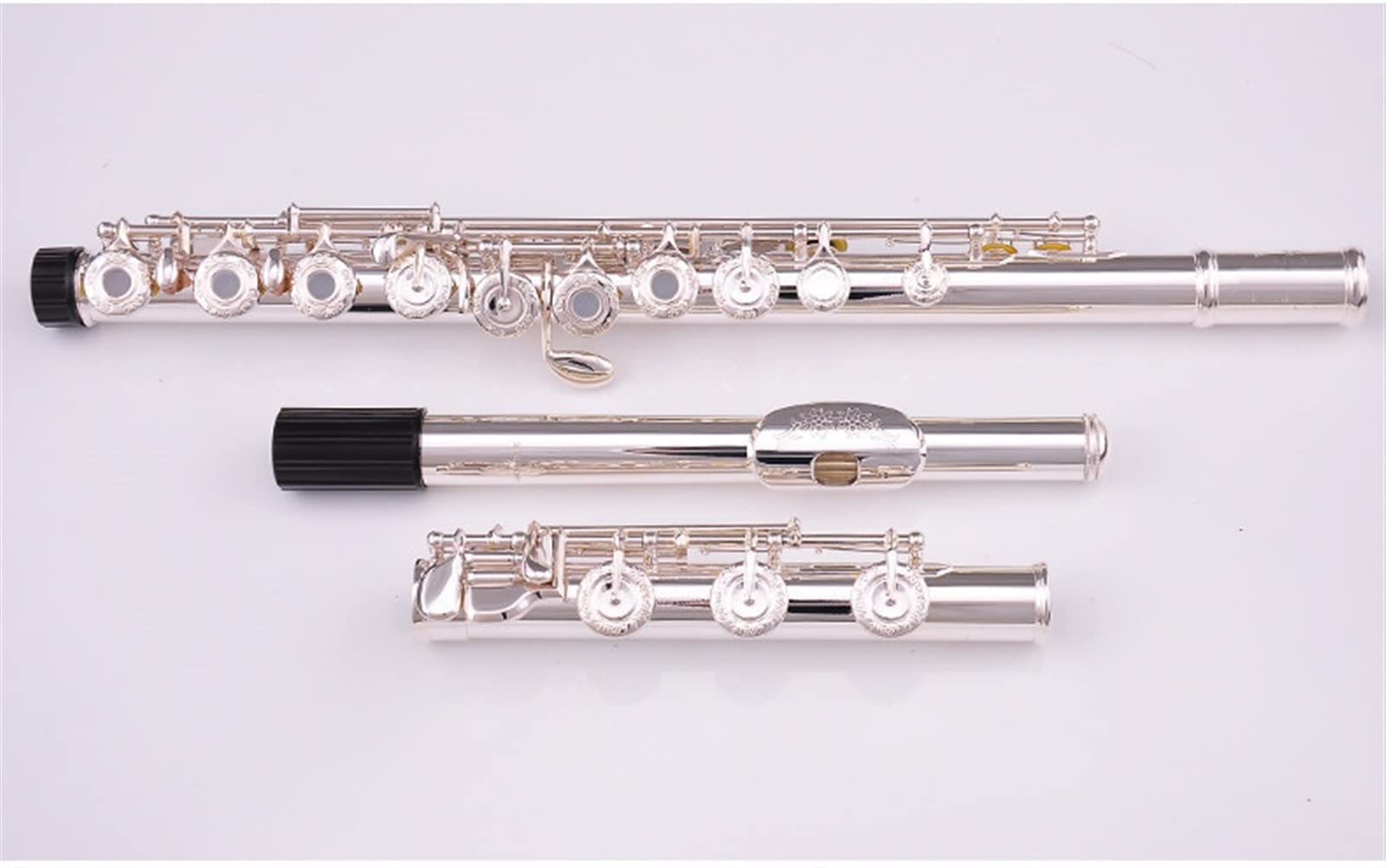 Querflöte, Musikinstrument, versilbert, 17 Klappen, offene Klappen, E-Mechanik, Anfängerflöte, Silber,Silver