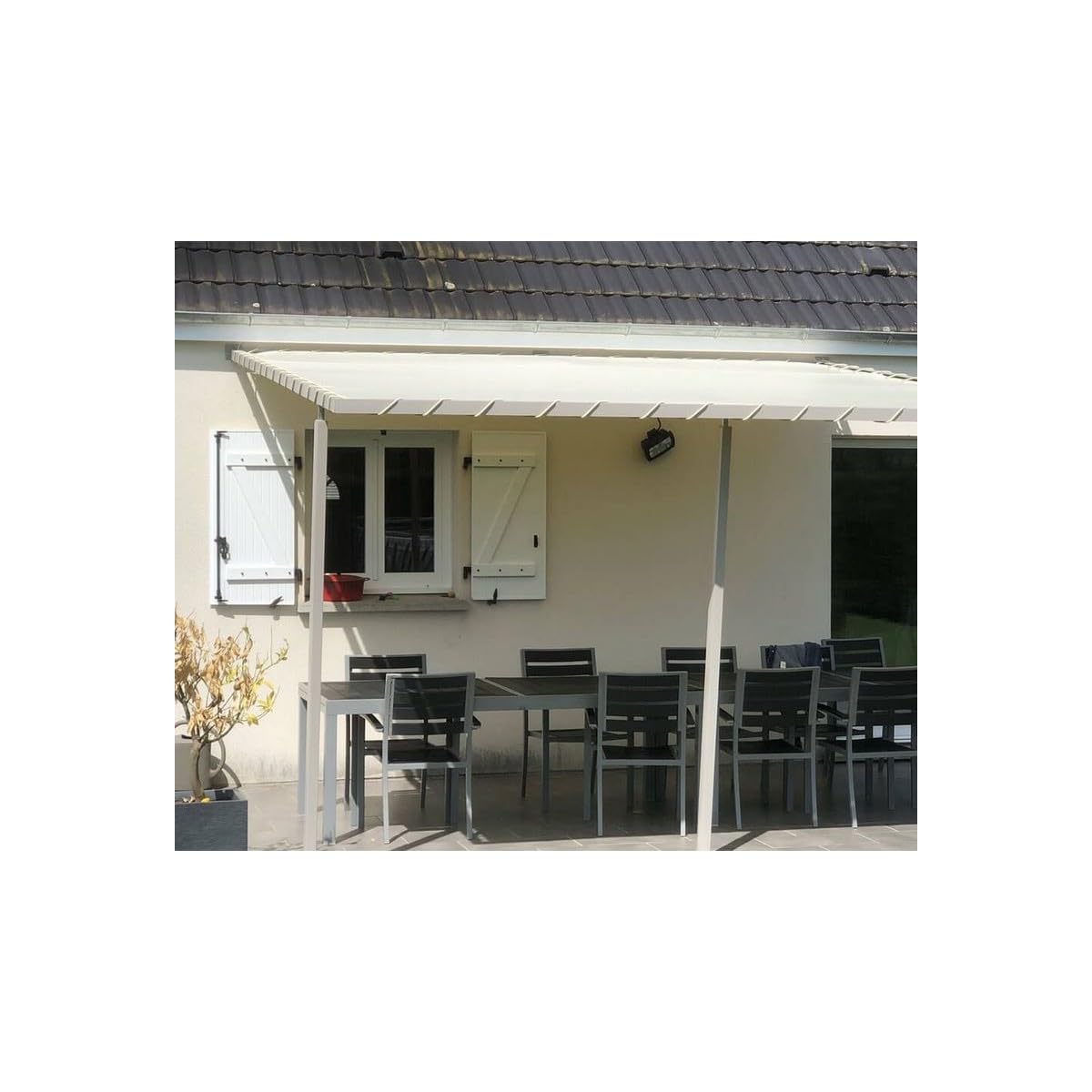 Pergola-Abdeckung 4x3 M - Wasserdicht, UV-beständig, Made In France - Mit Ösen Alle 25 Cm Für Einfache Befestigung