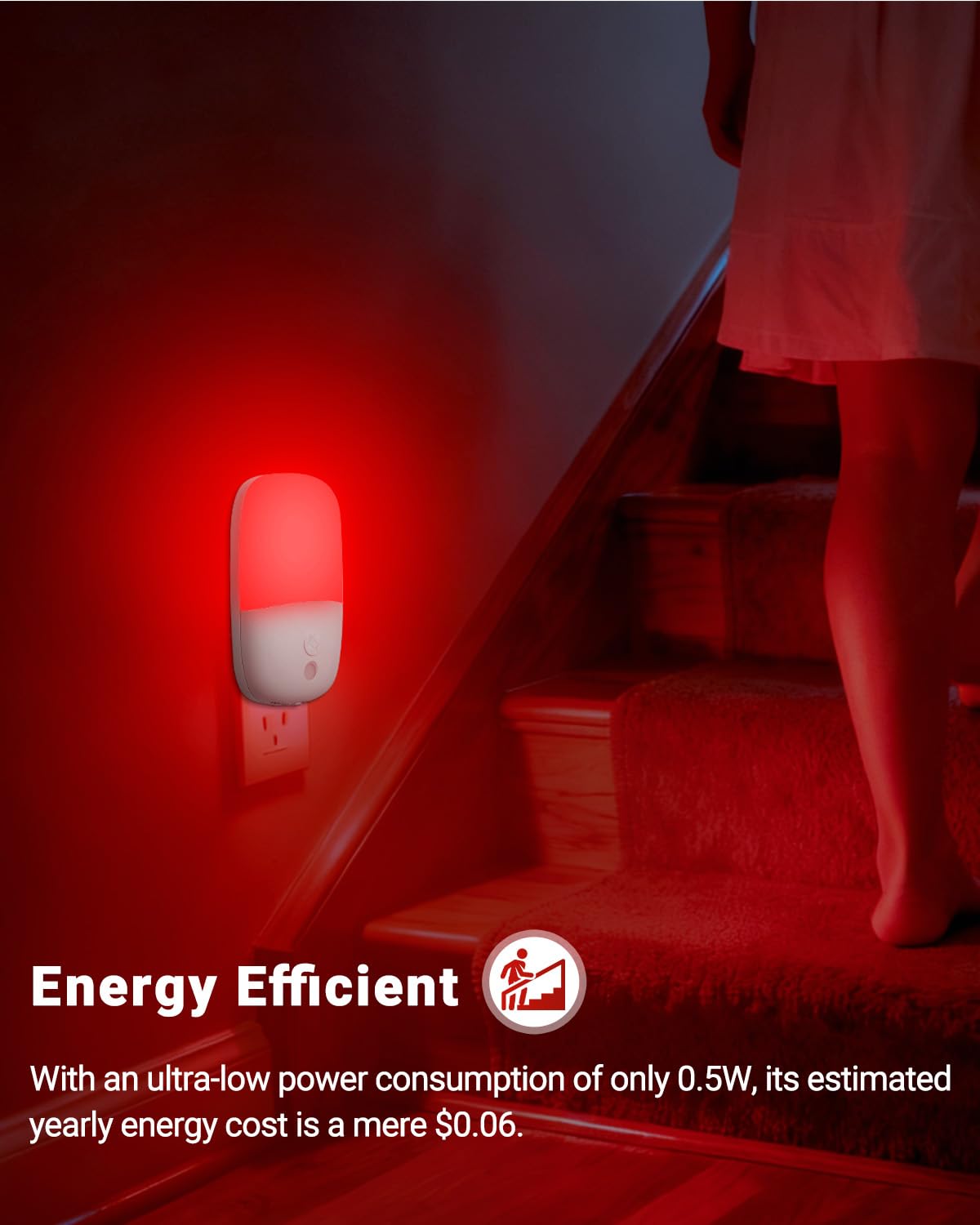670nm Red Night Lights with Retractable Plug 2 Pack - 0 5W Red Light Night Light with Dusk — view 8