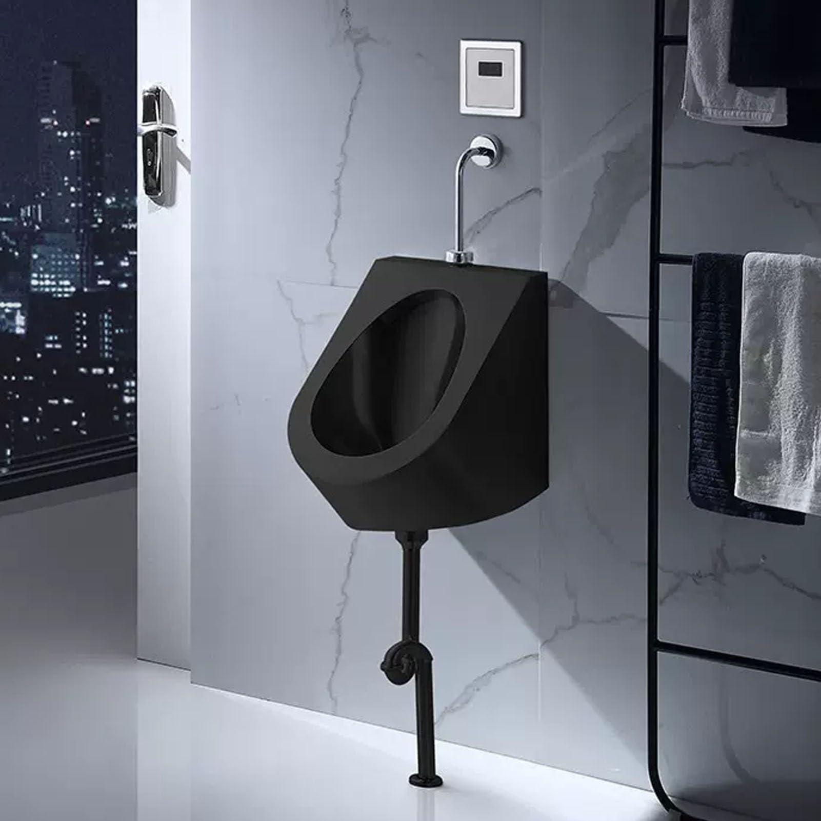 OTQEFTN Wall Mounted Sensor Urinal, Male Sanitary Ware Public Toilet Urinal, Commercial Residential Washout High-Efficiency Urinal with Wall Row/Floor Row, for Public Places