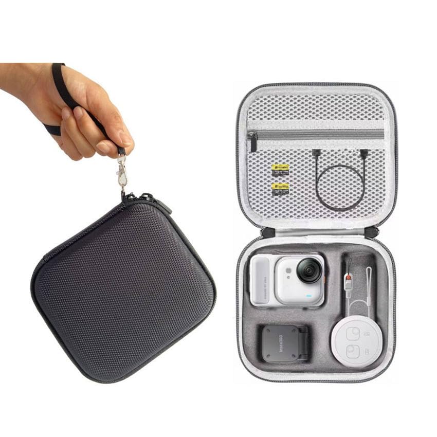 Image of Careflection Protective Hard Shell Carrying Case for Insta360 Go Ultra, Waterproof Dustproof Storage Bag, Double Layer Portable Travel Box with Hand Strap, Black