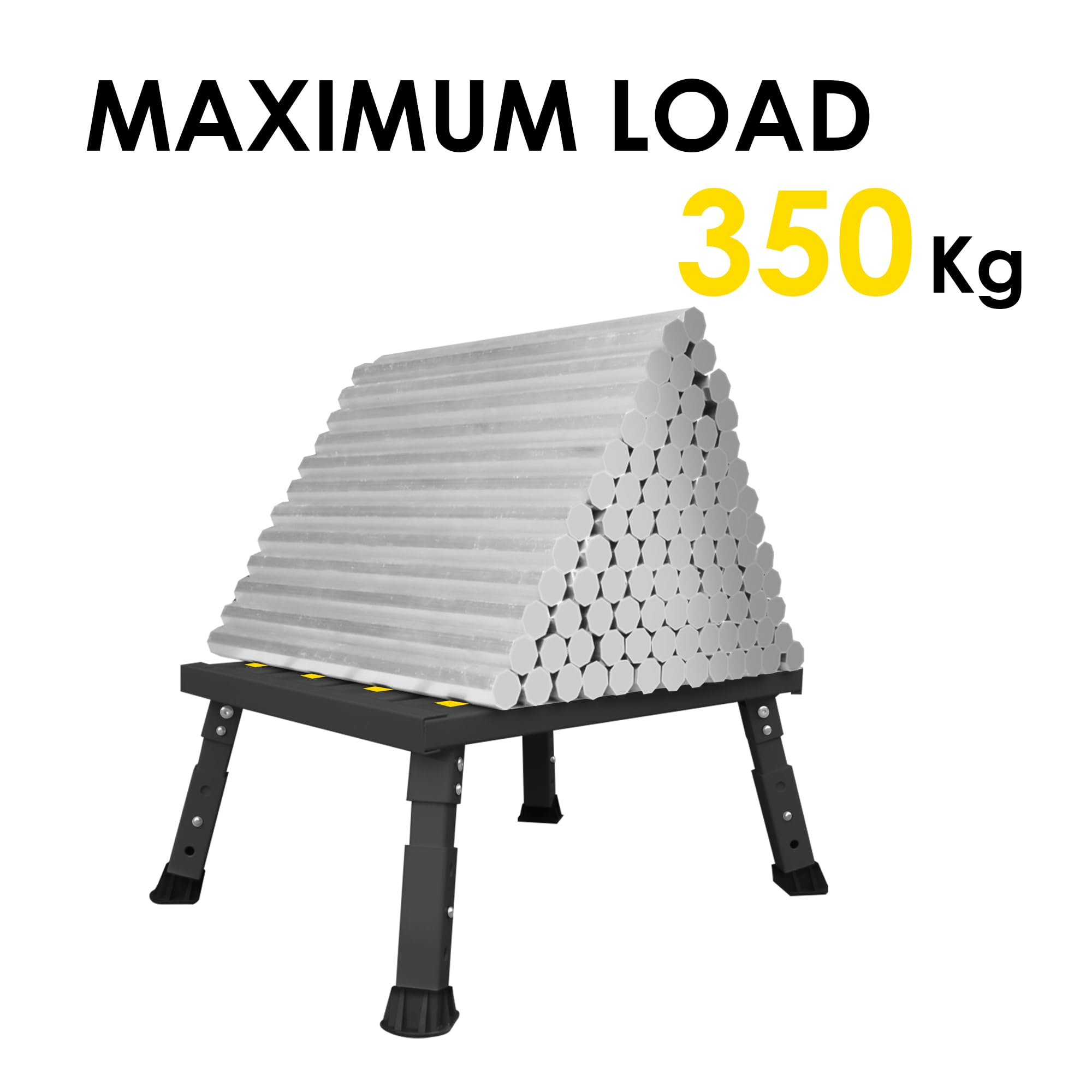 Gradino in alluminio regolabile per camper, pieghevole, supporta fino a 300 kg, piedini in gomma antiscivolo, facile da trasportare (nero)