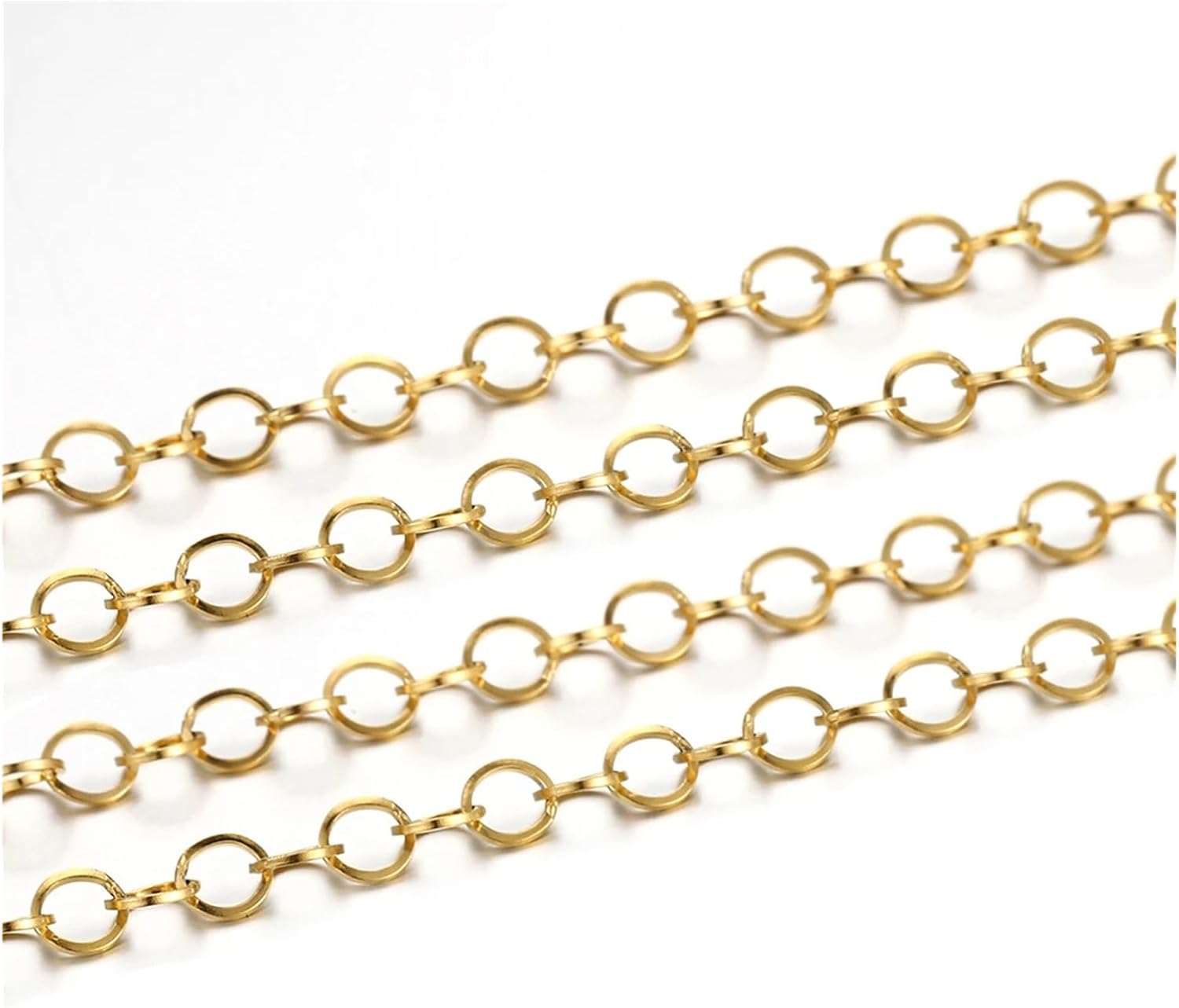 Stainless Steel Chain 4 Meters Gold Color Stainless Steel Polishing O-Ring Chain for Necklace DIY Jewelry Making Findings Materials Handmade Supplies