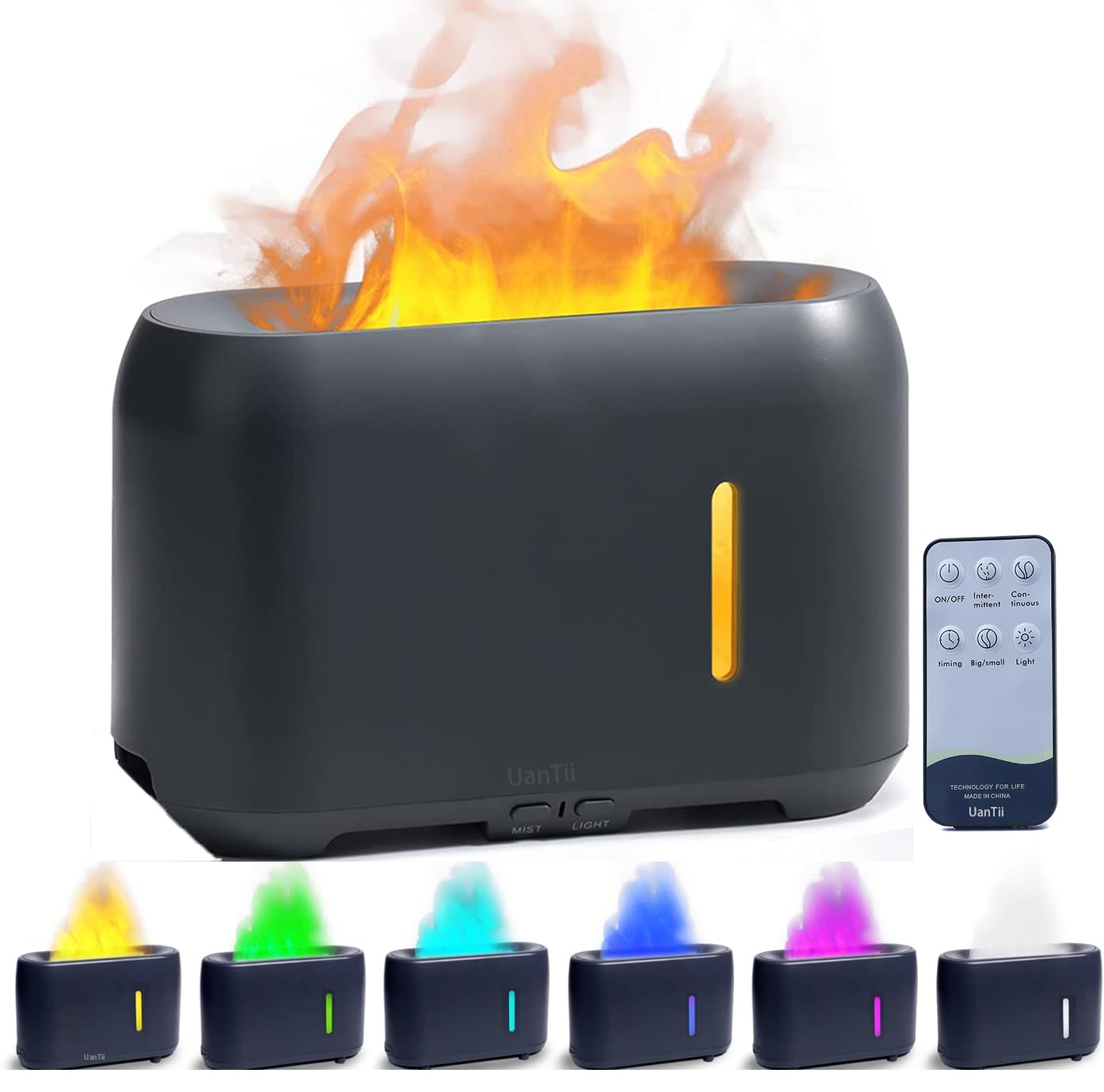 Sponsored Ad – UanTii Flame Air Humidifier Aroma Diffuser with 7 LED Color, Room Fragrance Mist Maker Essential Oil Diffuser with Remote Control For Home Living Room Office (B-Grey)