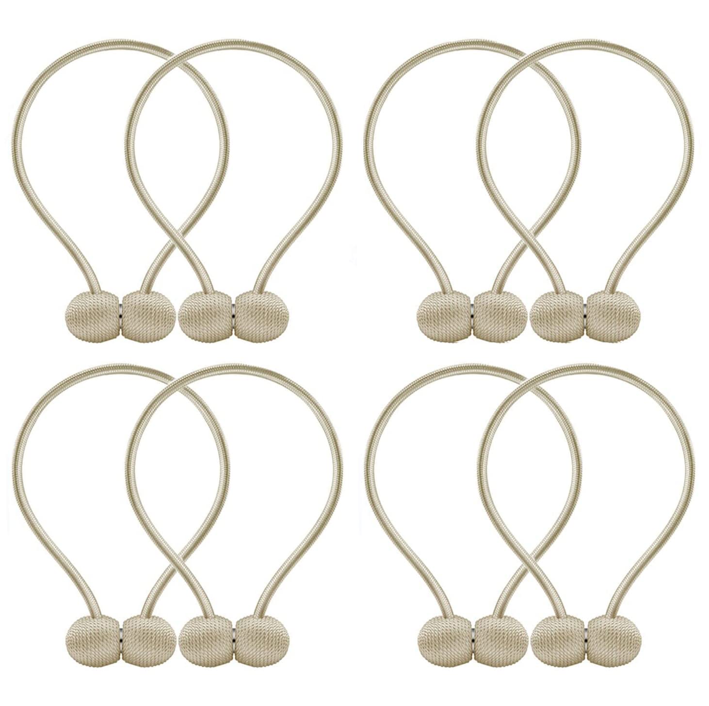 INOVERA (LABEL) 8 Pieces Window Curtain Tiebacks Drapery Hold-Backs Band for Office Home Decorative (Pair 4, Beige)