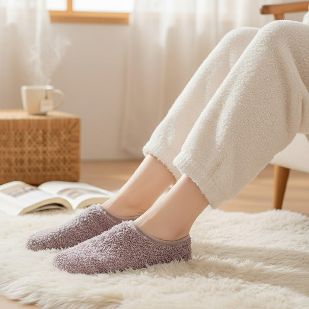Socks for Women, Cozy Coral Velvet Ankle Modern Woolen Socks for Women, Luxuriously Soft, Anti-Skid Design, Ankle-Length, Winter Sleep Socks, Warm Winter Home Wear [ 1-Pair ]-image-45