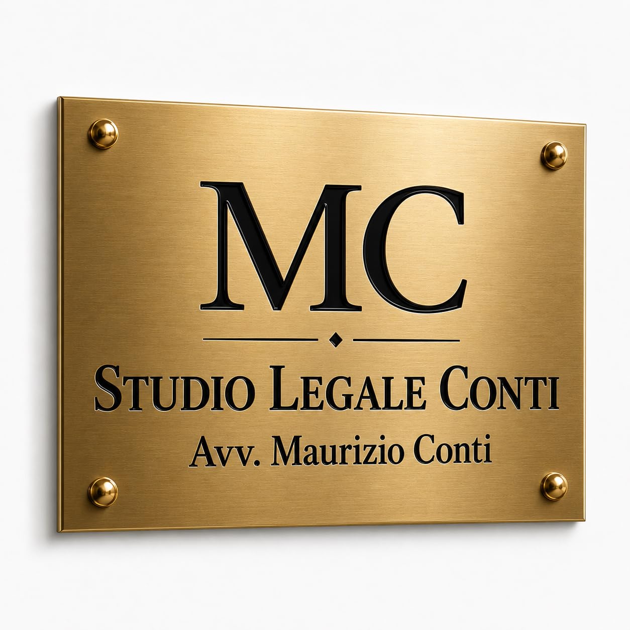 Targa in Ottone Personalizzata Incisa – Targa Professionale per Studio, Porta, Ufficio e Abitazione – Finitura Satinata Premium – Personalizzabile con Nome, Logo e Testo – Made in Italy