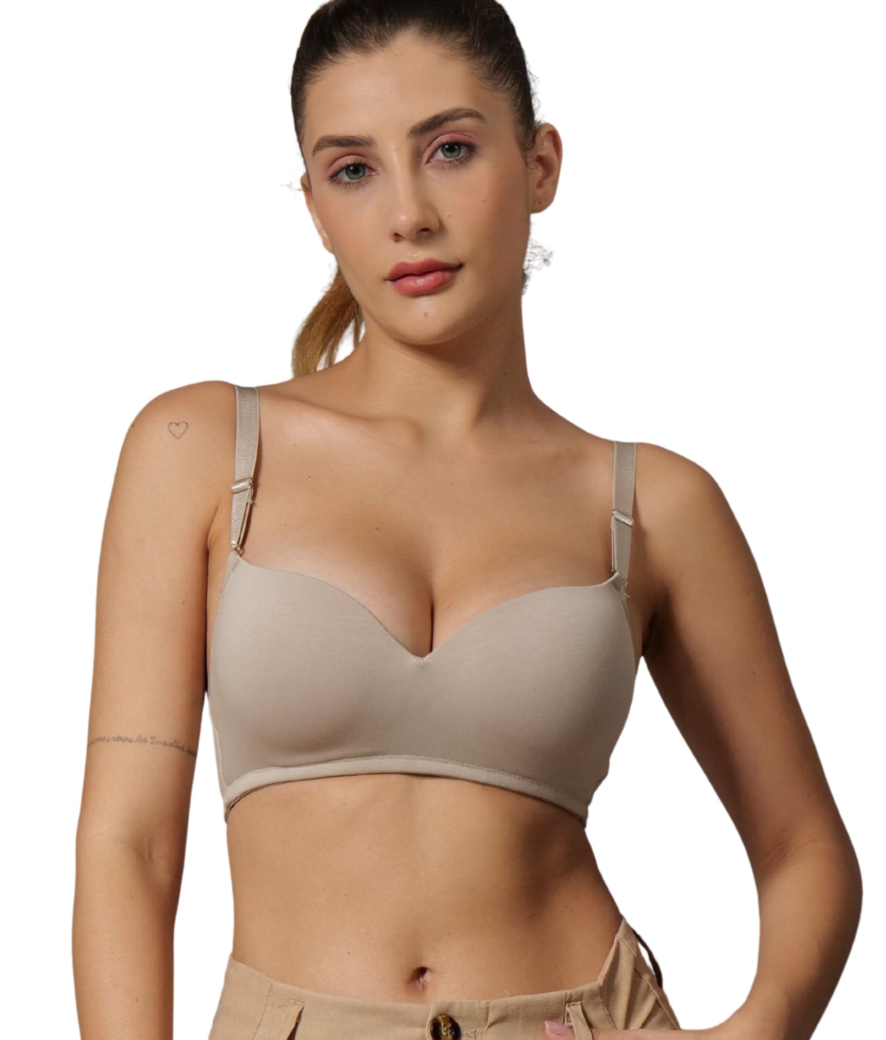 bodysize Women’s Demi Cup Padded Bra | Soft Cotton-Lycra Stretch | Wire-Free Comfort, Lightly Padded Support, Seamless with Adjustable Straps (ELA)-picture-39
