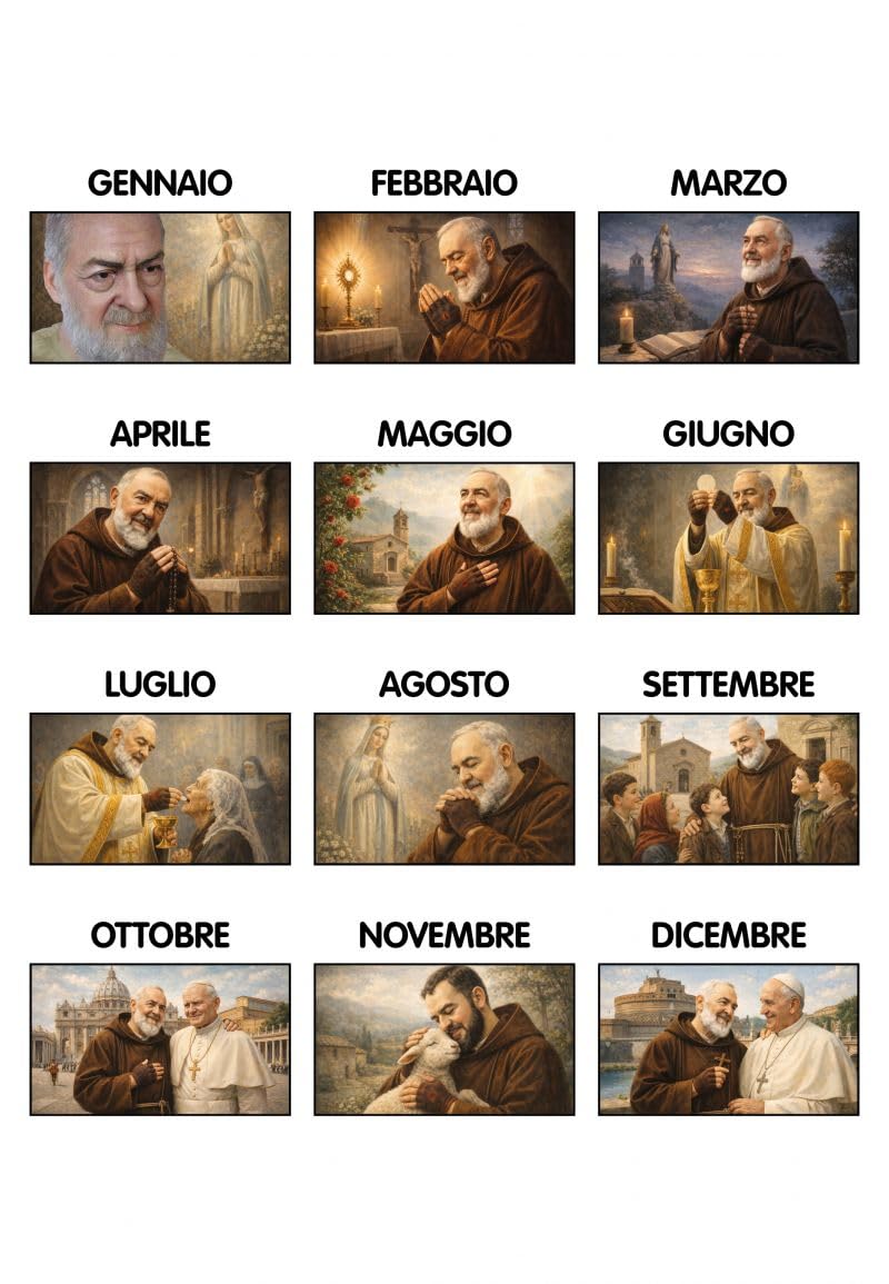 100 Calendari Da Parete 2027 - Calendario trimestrale San Pio - 28,8x47 - personalizzati con logo - Personalizzabile - Collezione 2027-100 pezzi