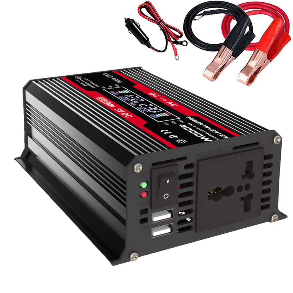 Ubervia Power Inverters - 4000W Peak Power Modified Sine Wave Inverter LED Display 300W Rated Power Inverter to AC 220V Converter High Frequency Car Power Charger Inverter with 2 USB Port AC S-picture-15
