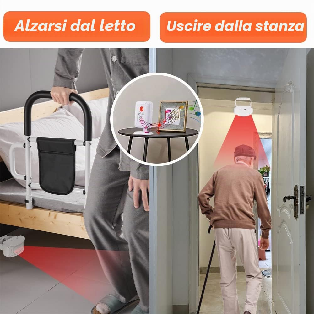 Allarme professionale per letto e prevenzione delle cadute per anziani/demenza e altro ancora, sensore di movimento Caregiver Pager con 5 livelli di volume