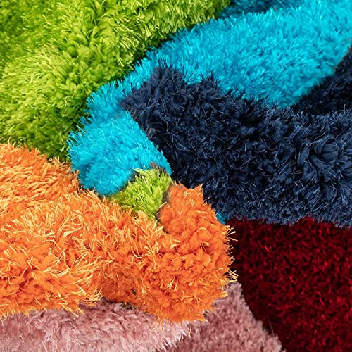 Image of Modern Soft 3D Shaggy Fur Carpets for Living Room Thick Fluffy Rugs for Bedroom, 7x7 Feet Square Multi Color